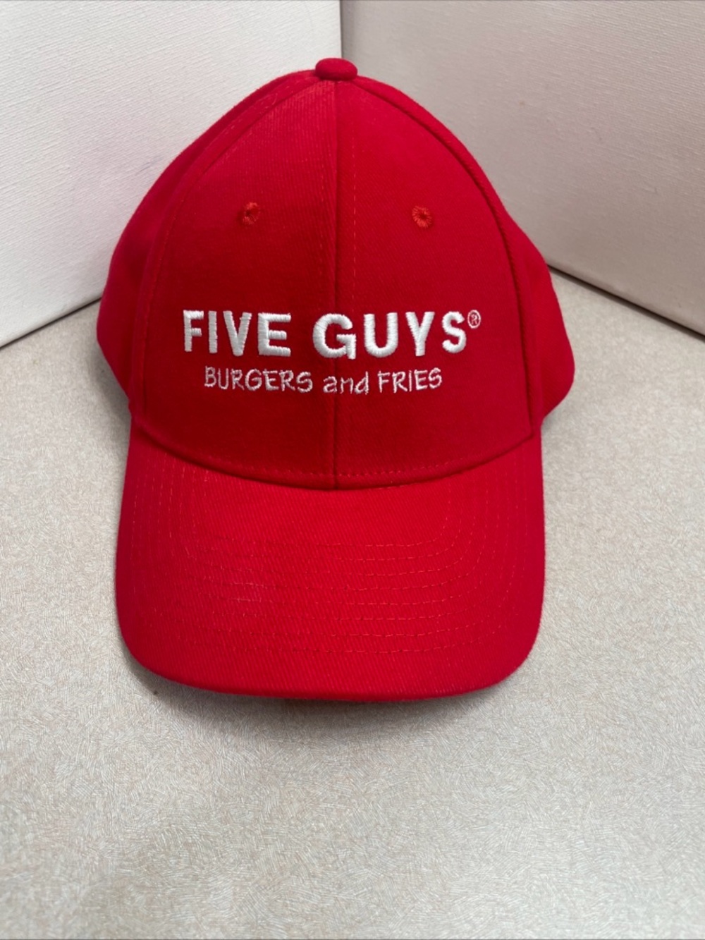 Five Guys Canada Flag Men's Hat Burgers and Fries Strapback Cap Red Embroidered